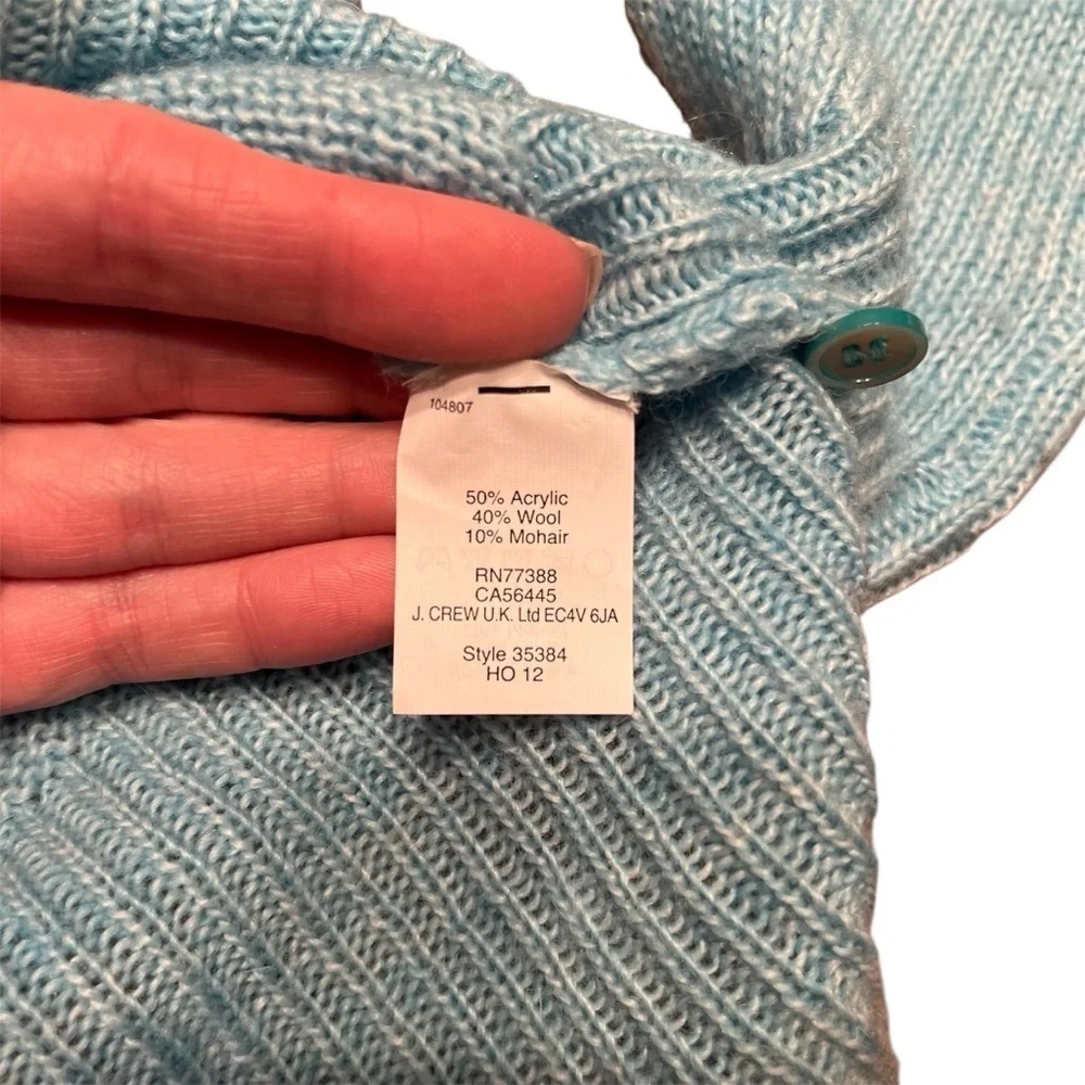 J. Crew Sky Blue Wool Mohair Blend Boat Neck Knit Sweater Size S